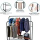image 6 of Double Clothes Rail Heavy Duty Metal with Shoe Rack Garment Hanger Hat Bag Hooks Black | One Size