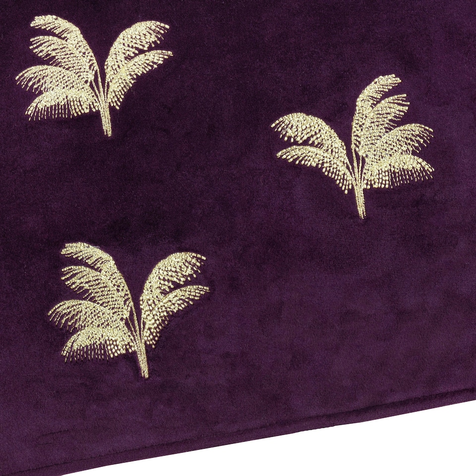 image 1 of Paoletti Guilded Palms Embroidered Plum Cushion Cover 45 x 45 cm Multi