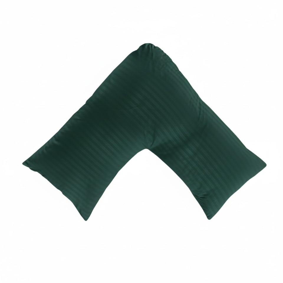 image 1 of Microfibre Soft Touch V Shape Satin Stripe Pillowcase | Green