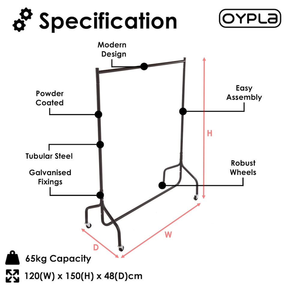 image 1 of 4ft Garment Clothes Rail Super Heavy Duty All Metal Black | Black