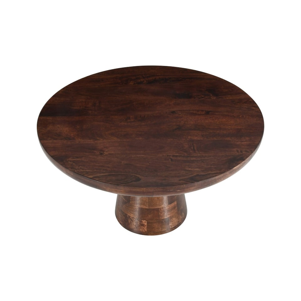 image 1 of Monco Dark Mango Wood Round Coffee Table Brown