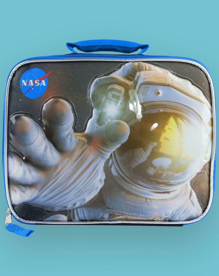 image 1 of Nasa Lunch Bag for Kids | Children's Space Astronaut School Zipped Compartment Food Container Box One Size