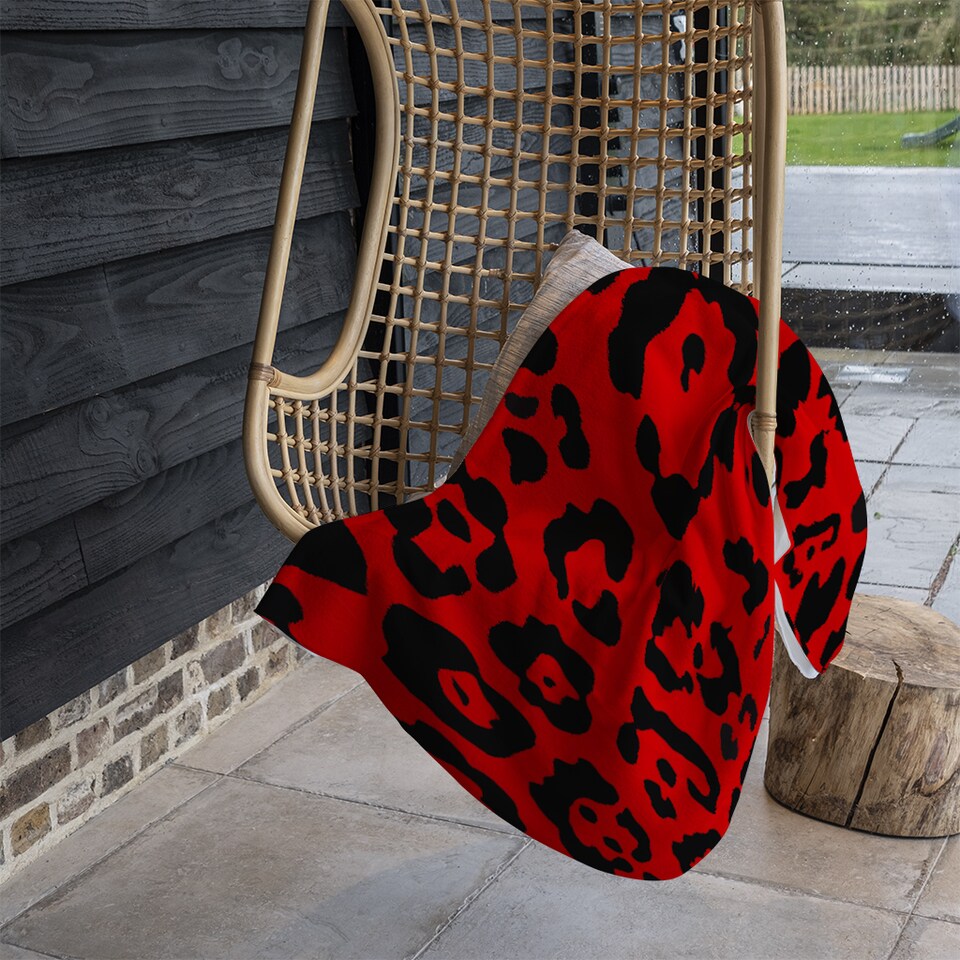 image 1 of Red Leopard Print Blanket | Multi