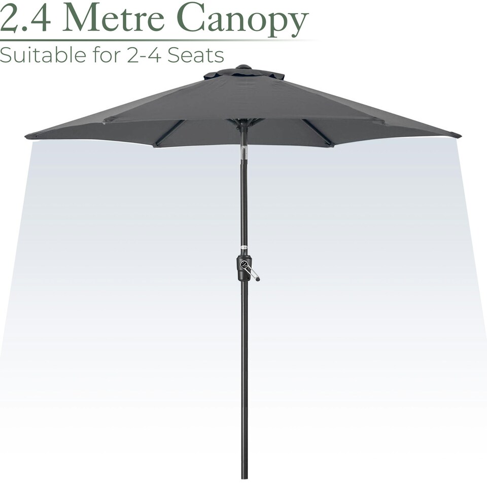 image 1 of 2.4m Crank and Tilt Parasol - Grey