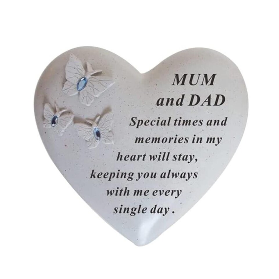 David Fischhoff Memorial Heart Butterflies 16 x 14cm - Mum & Dad