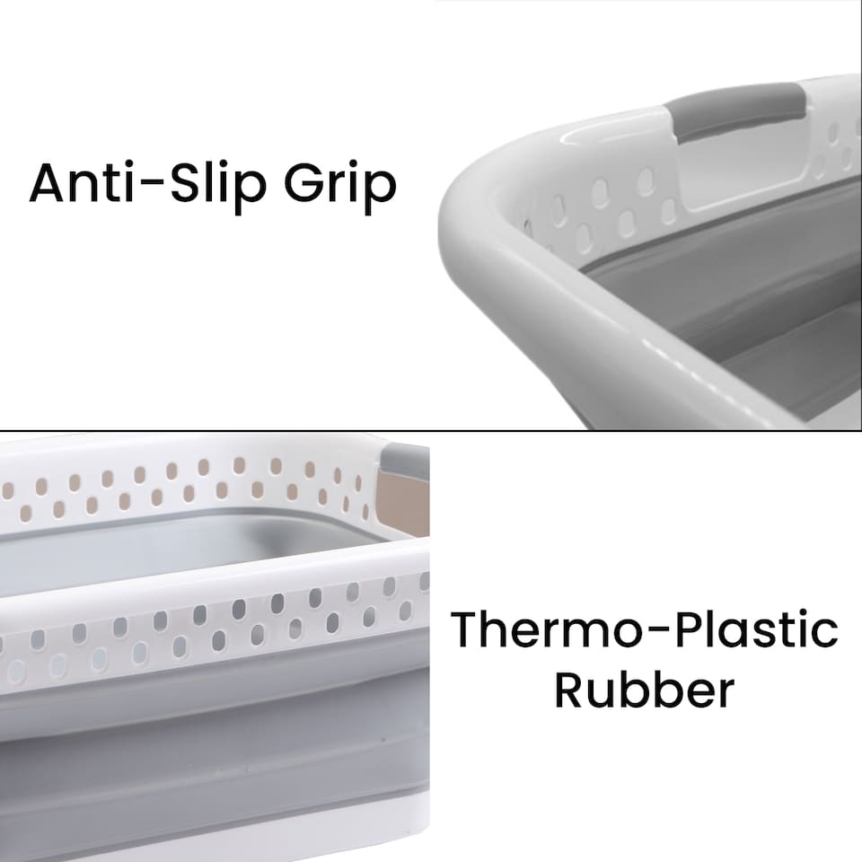 image 1 of 39L Collapsible Plastic Laundry Basket, Foldable Laundry Hamper