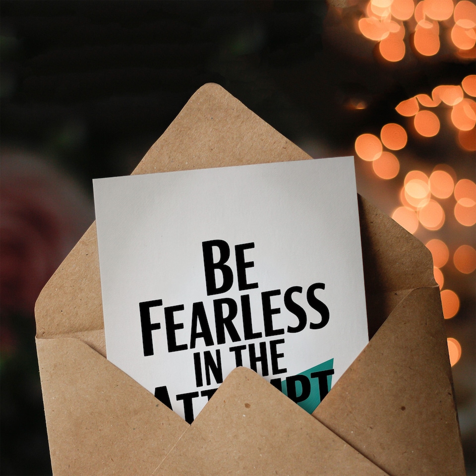 image 1 of Be Fearless In The Attempt Midcentury Typography Good Luck Greeting Card