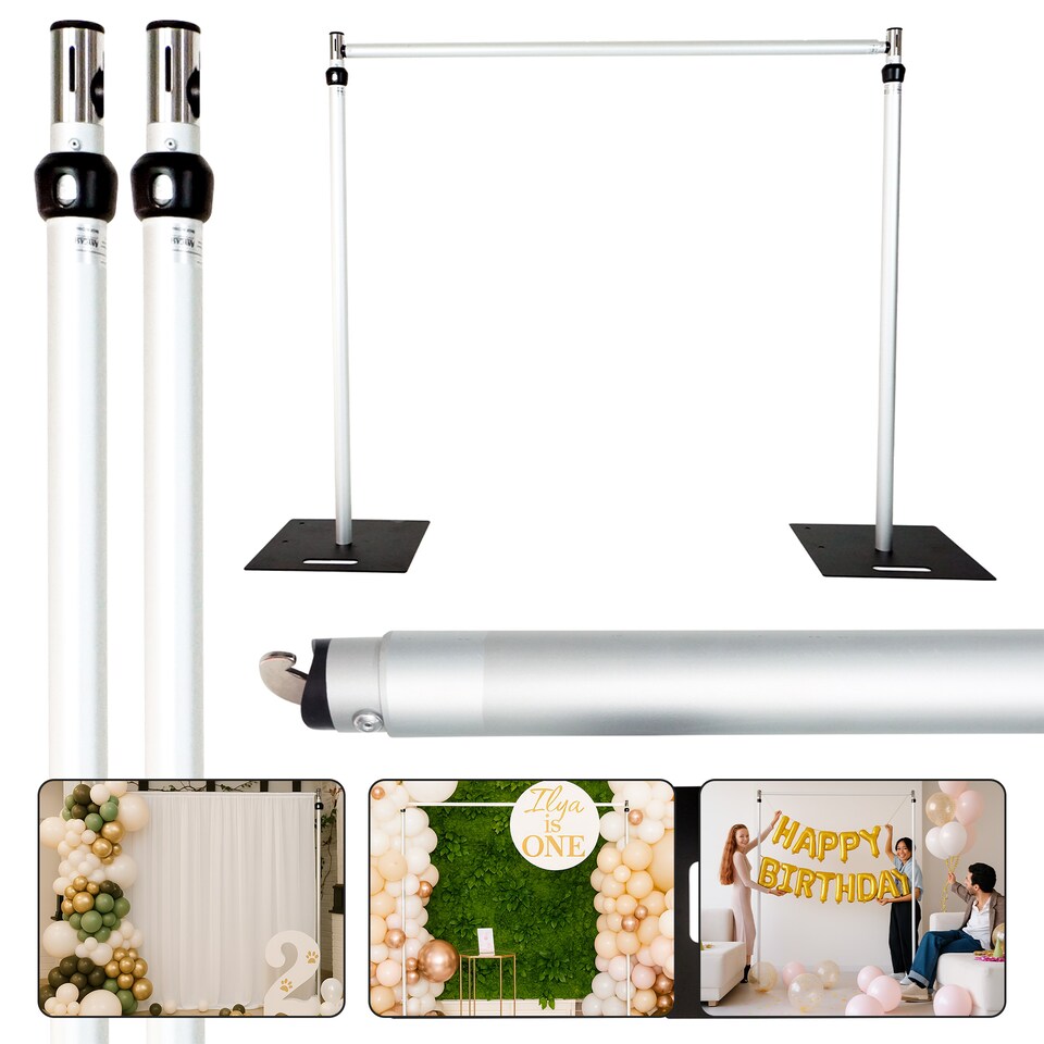 image 1 of Portable Pipe & Drape Frame, Backdrop Stand Set for Weddings - 4m x 4m