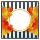 image 2 of Orange& red autumn leaves on black stripes (Picture Frame) White | M