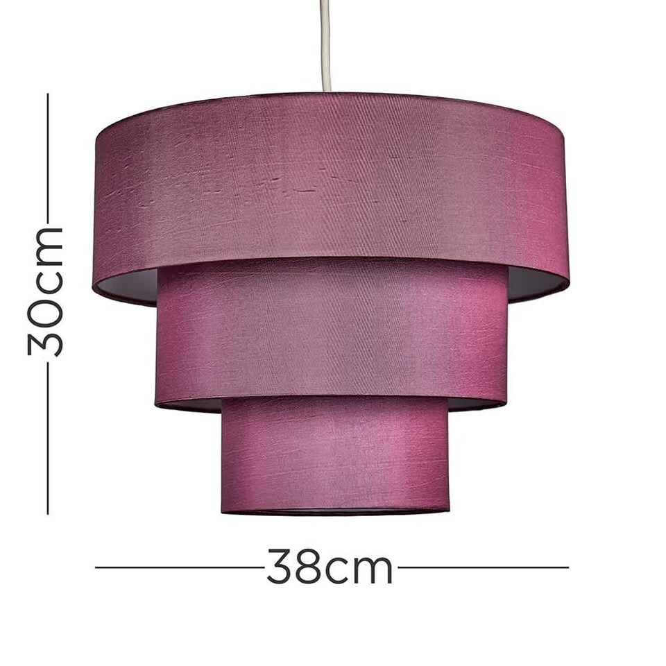 image 1 of ValueLights 3 Tier Purple Faux Silk Ceiling Pendant Light Shade