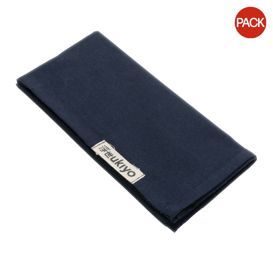 image 1 of Ukiyo Recycled Cotton Napkins Set (Pack of 4) - Navy - One Size | Blue