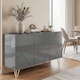 image 2 of HOMCOM Storage Cabinet, Sideboard with Adjustable Shelves, High Gloss Grey