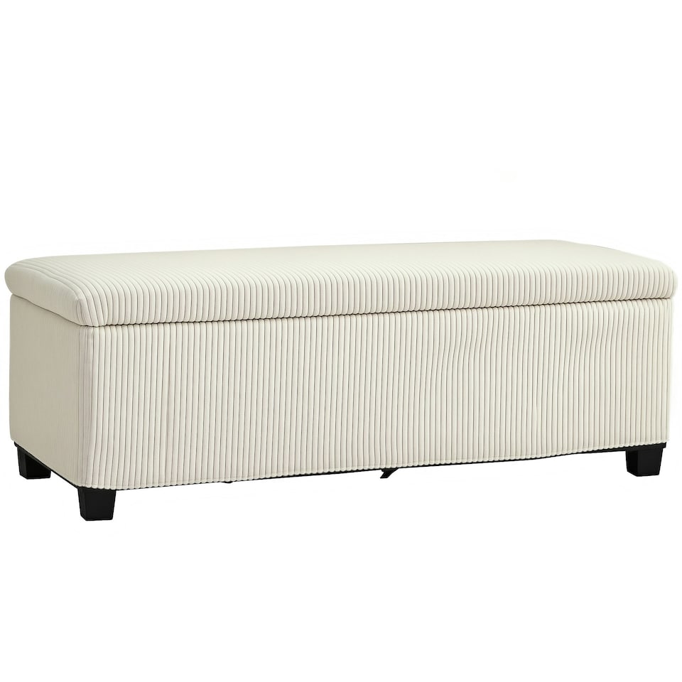 image 1 of HOMCOM Storage Ottoman with Lid, 112cm Bench Chest Box, Beige Yellow