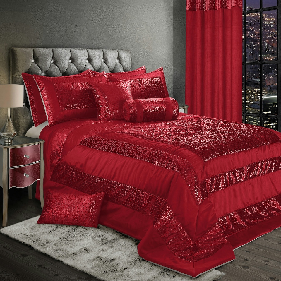 image 1 of Intimates Vera Foil Printed Quilted Bedspread Red | Red | Single
