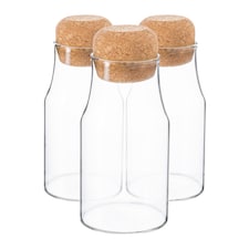 Argon Tableware Glass Storage Bottles with Cork Lids - 180ml - Pack of 6