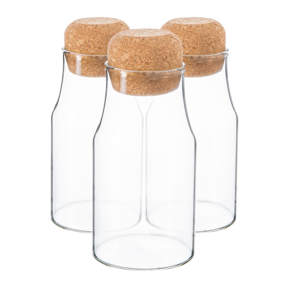 image 1 of Argon Tableware Glass Storage Bottles with Cork Lids - 180ml - Pack of 6