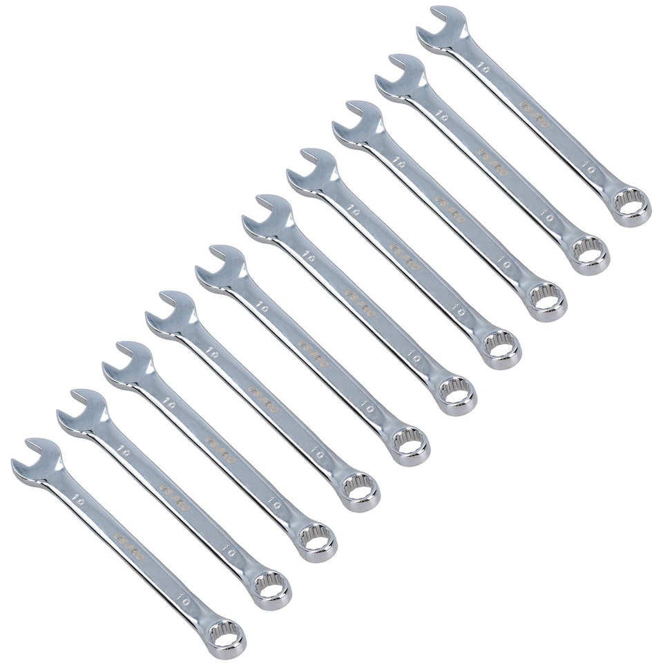 image 1 of 10mm Metric Combination Spanner Wrench Ring Open Ended 140mm Long 10pk