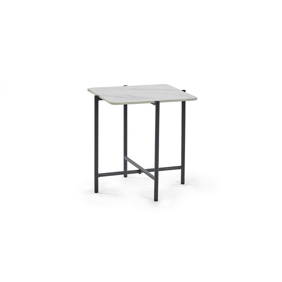 image 1 of Stylish White Marbled Top Lamp Table White