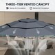 image 3 of Outsunny 3-Tier Garden Parasol w/ Solar LED Lights, Tilt, Crank Handle 