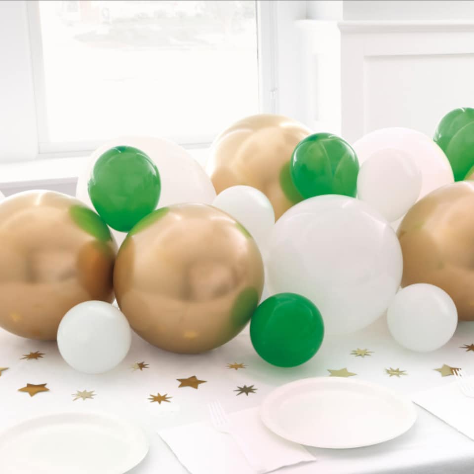 image 1 of Green & Gold DIY Garland Balloon Arch Kit With Confetti