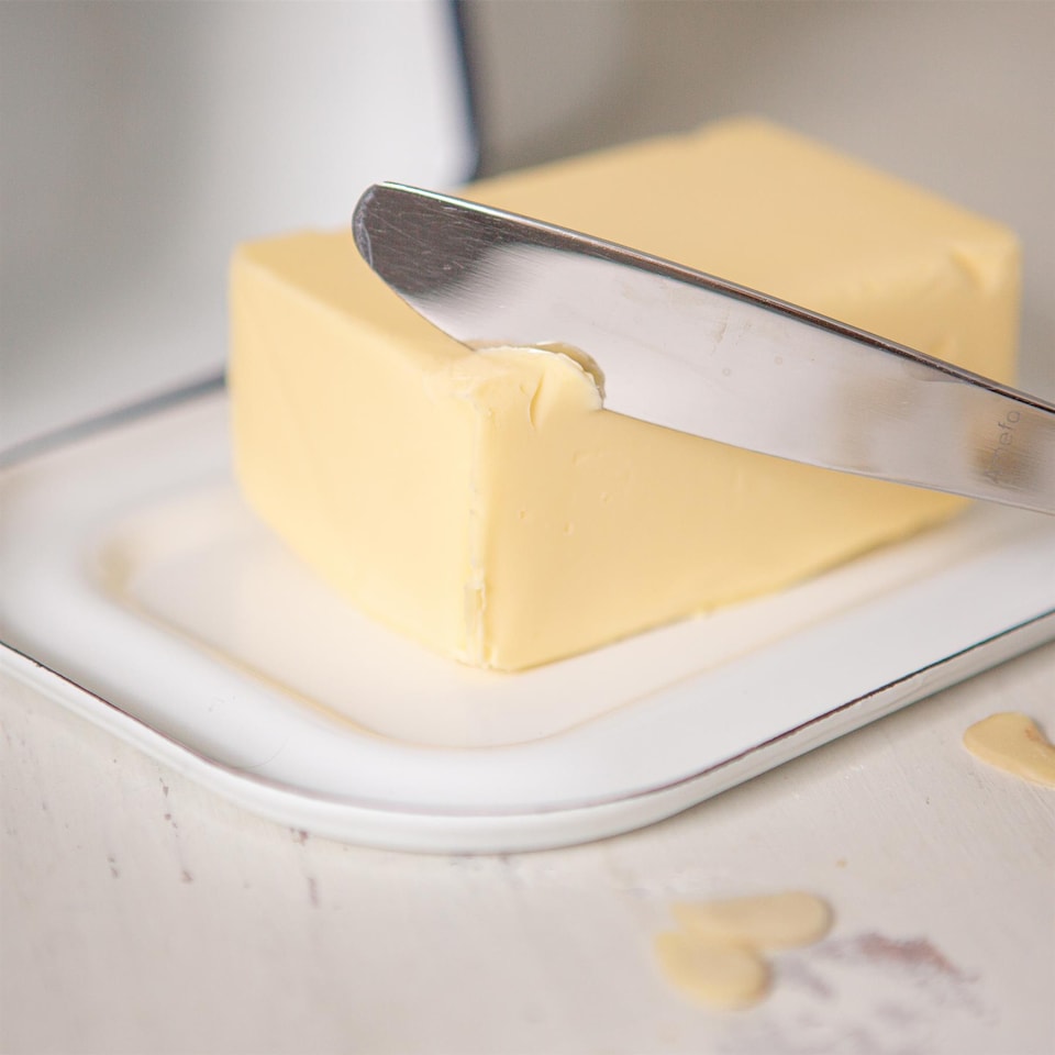 image 1 of Argon Tableware White Enamel Butter Dish - 18.5cm x 10cm - Blue | White | Blue