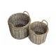 image 2 of Set of 2 Round Straight-Sided Wicker Log Storage Basket