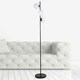 image 8 of First Choice Lighting Pair of Black Floor Lamp with Opal Globe Shades Black