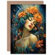 image 1 of Woman Portrait Flowers Modern Deco Birthday Card