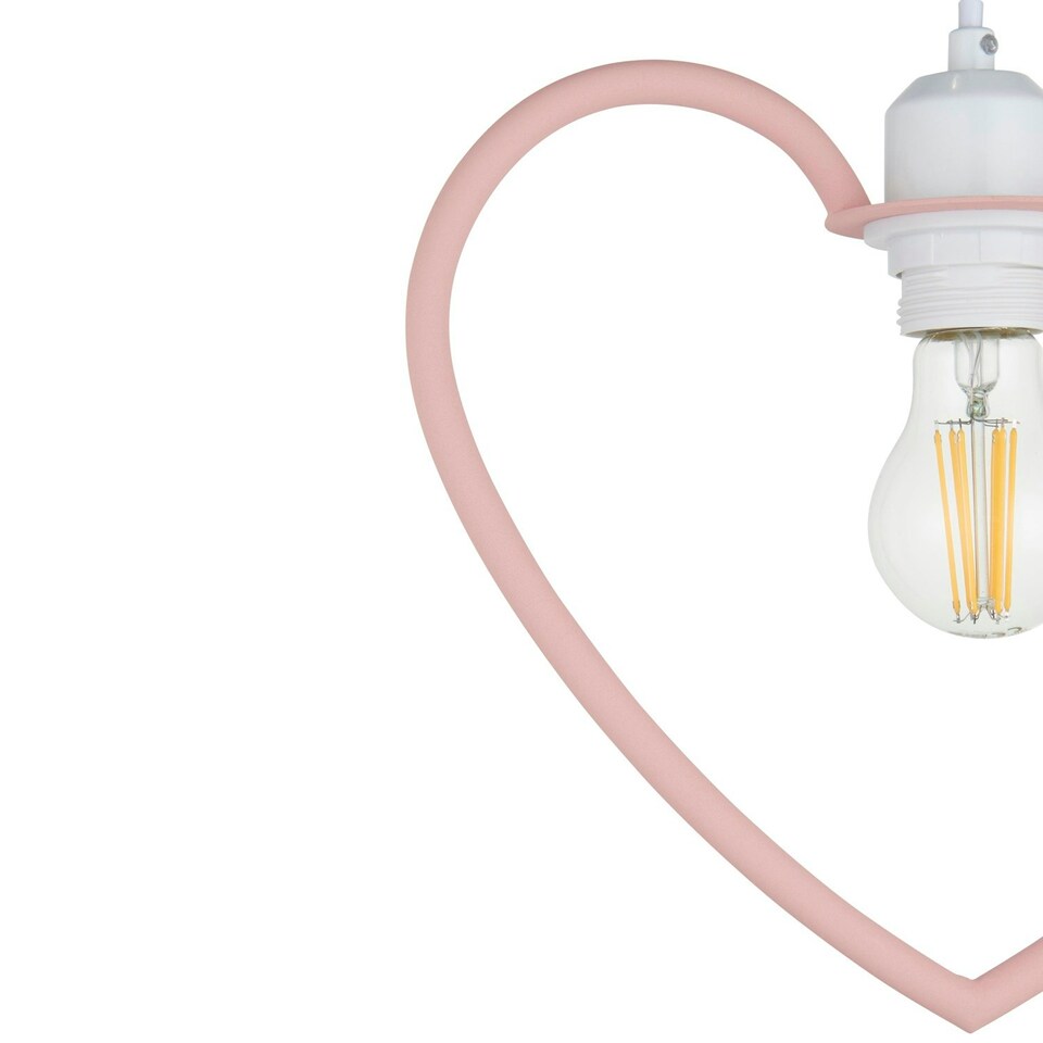 image 1 of First Choice Lighting Set of 2 Pink Heart Shaped Easy Fit Pendant Shades Pink