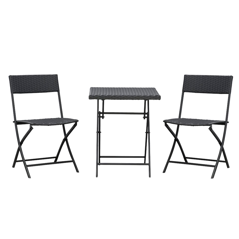 image 1 of Outsunny 3PC Bistro Set Rattan Furniture Garden Folding Chair Table