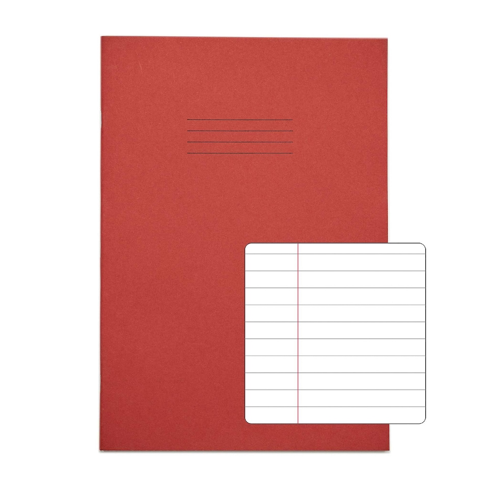 image 1 of Rhino 32 Page Blank & 15mm Lined Exercise Book Red 8 x 6.5 inches 10 Pack