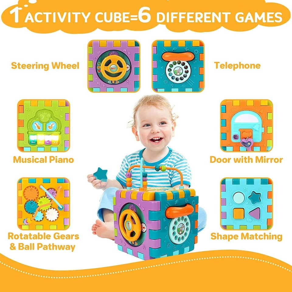 image 1 of Activity Cube Baby Toys, 6 in 1 Musical Activity Cube Educational Toy