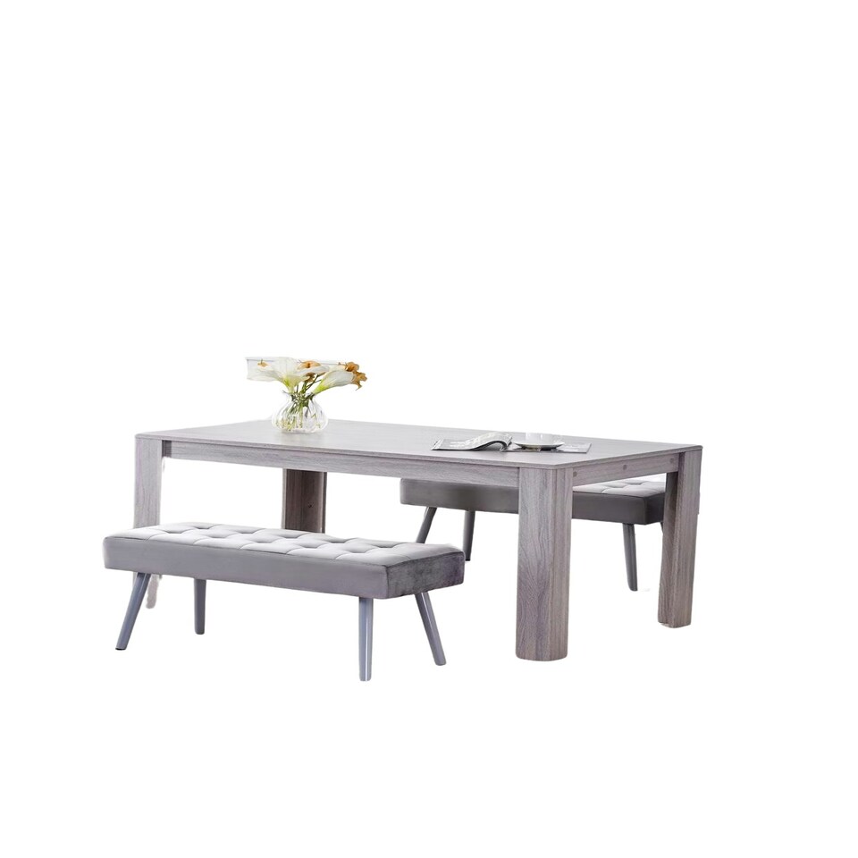 image 1 of Grey Velvet Padded Dining Bench with Metal Legs 90 cm Length, Dining Room Furniture Grey