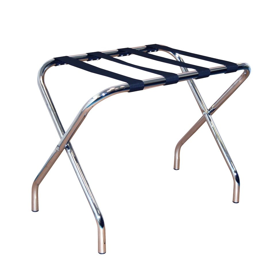 image 1 of Harbour Housewares Folding Metal Luggage Rack - Chrome | Silver | Chrome