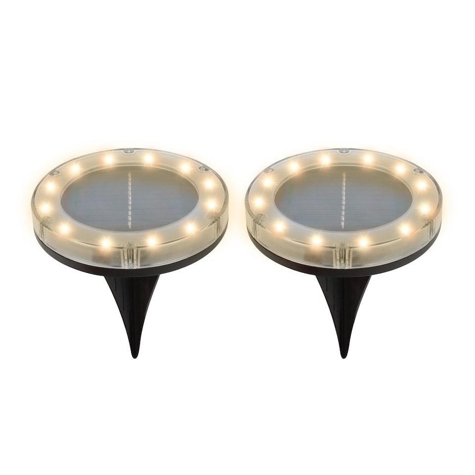 image 1 of Gardenwize 2-Pack Solar Deck Lights Bright White LED Outdoor Decking Pathway Lights