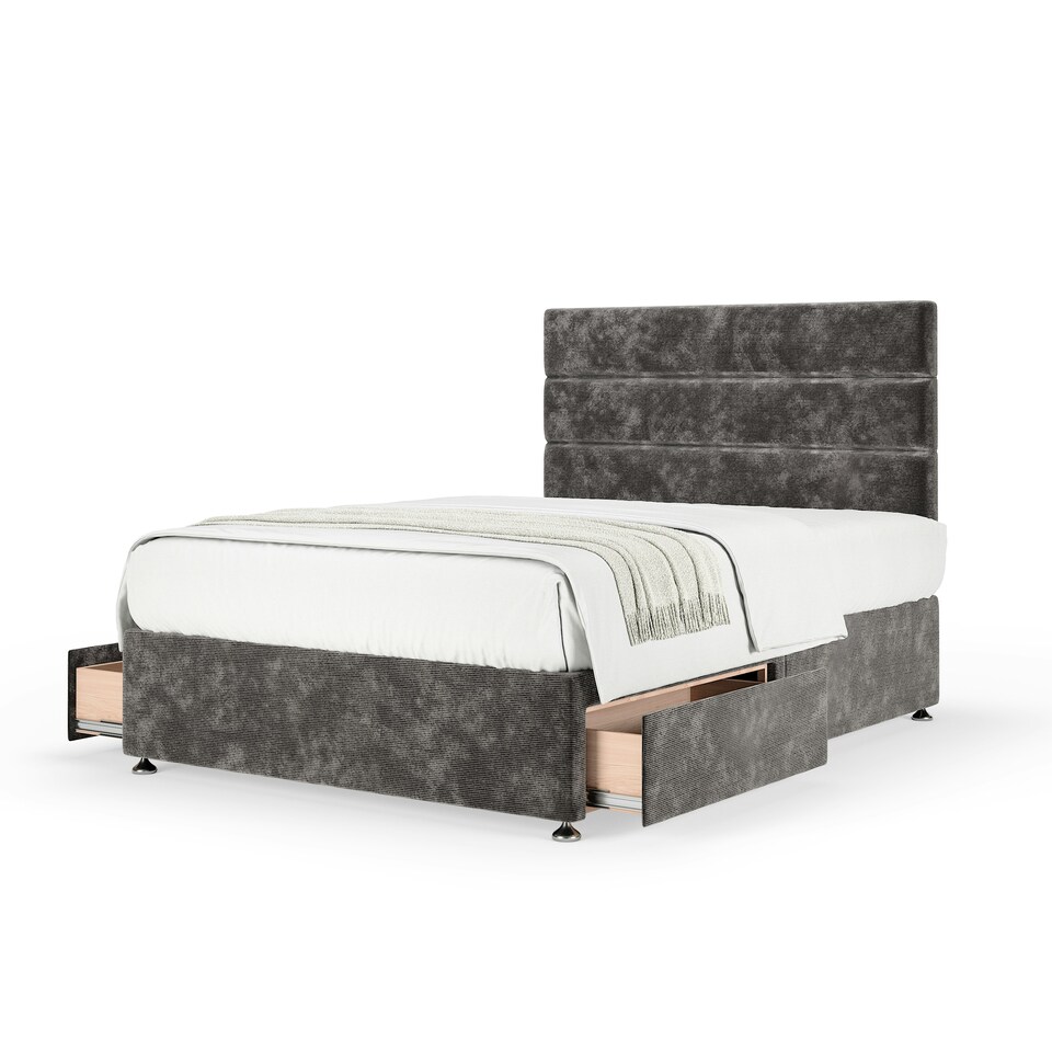 image 1 of Super Ortho Orthopaedic Charcoal Chenille 2 Drawer Divan Set And Milan Headboard King Size