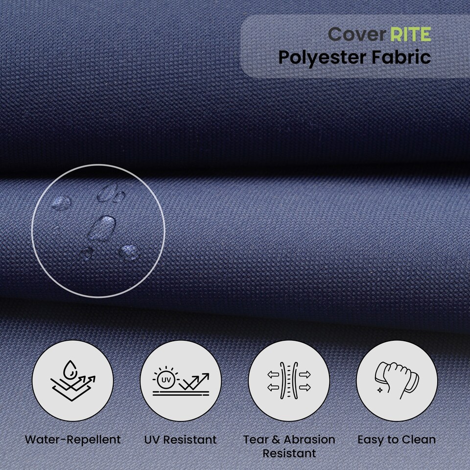 image 1 of Covers&All Outdoor Seat / Back Cushions, Durable Cover Rite Fabric, 28½ in L x 28½ in W x 5 in Thick, Navy Blue