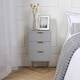 image 2 of OHS 3 Drawer Modern Ribbed Office Side Bedroom Nightstand Bedside Table Grey