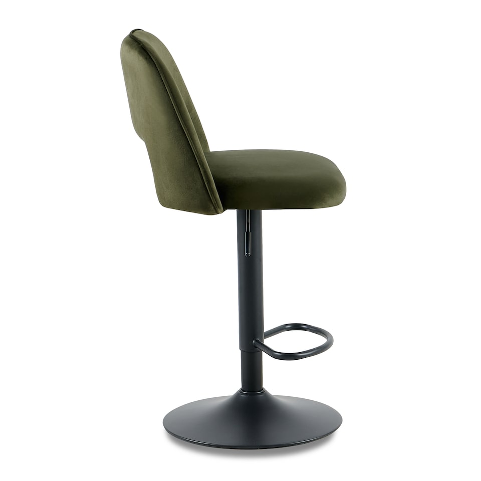 image 1 of SONARA Set of 3 Adjustable Velvet Upholstered Breakfast Bar Stools | Green