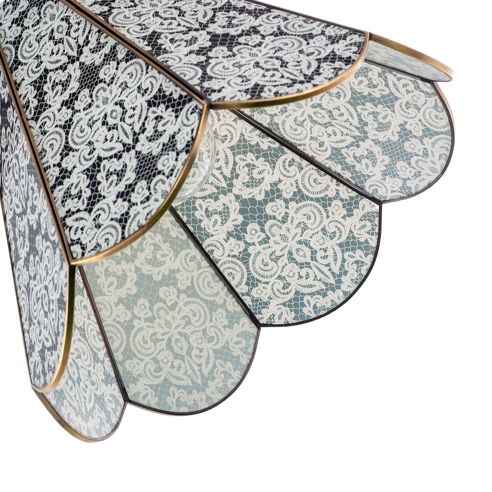 image 1 of Classic Traditional White Floral Glass Pendant Ceiling Lighting Shade