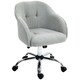 image 1 of HOMCOM Vanity Swivel Chair, Teddy Fleece Office Desk Chair with Adjustable Height for Home, Study, Bedroom, Makeup, Grey
