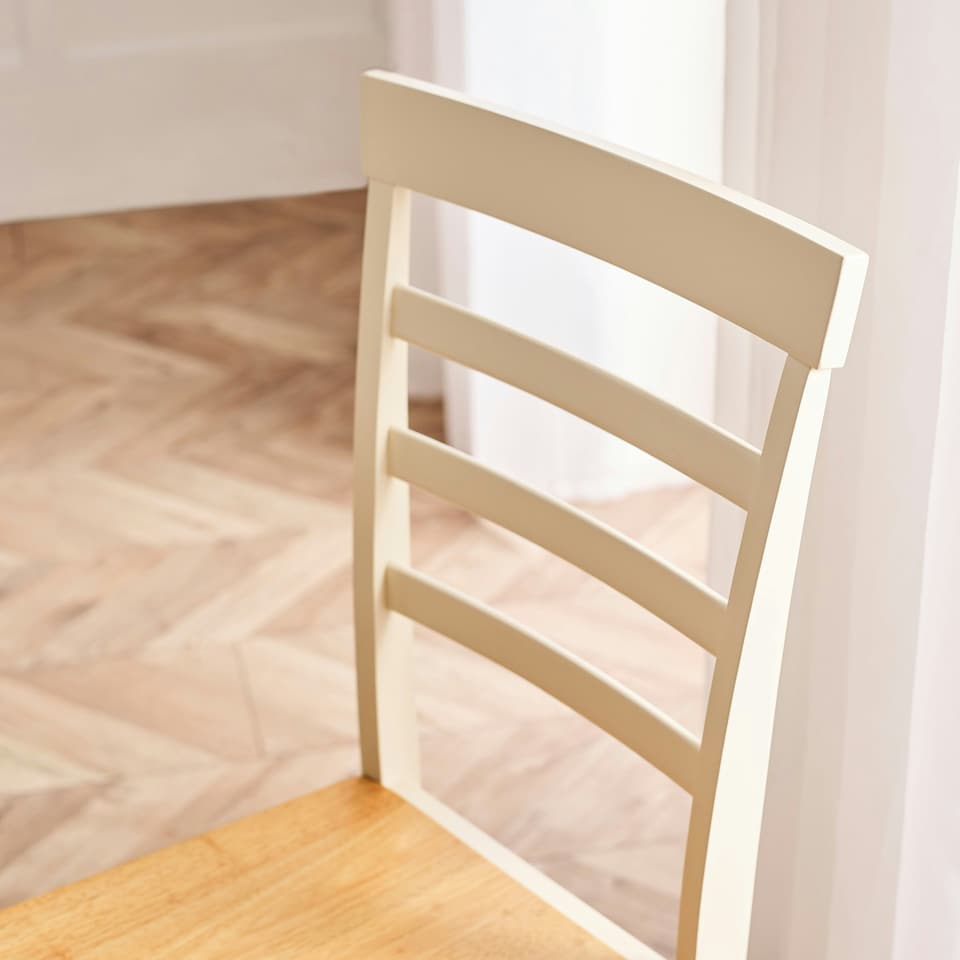 image 1 of Furniturebox Whitby 2x Solid Wood Cream Chair Oak Seat Dining Chairs