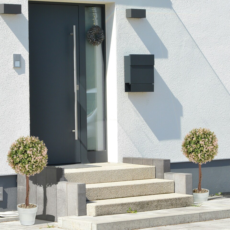 image 1 of HOMCOM Set of 2 Decorative Artificial Plants, Cream White