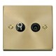 image 1 of SE HOME Satin / Brushed Brass Satellite And Isolated Coaxial 1 Gang Socket Black | Satin Brass
