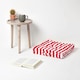 image 2 of Homescapes Cotton Red Thick Stripe Floor Cushion - 50 x 50 cm | Red | 50 x 50 cm