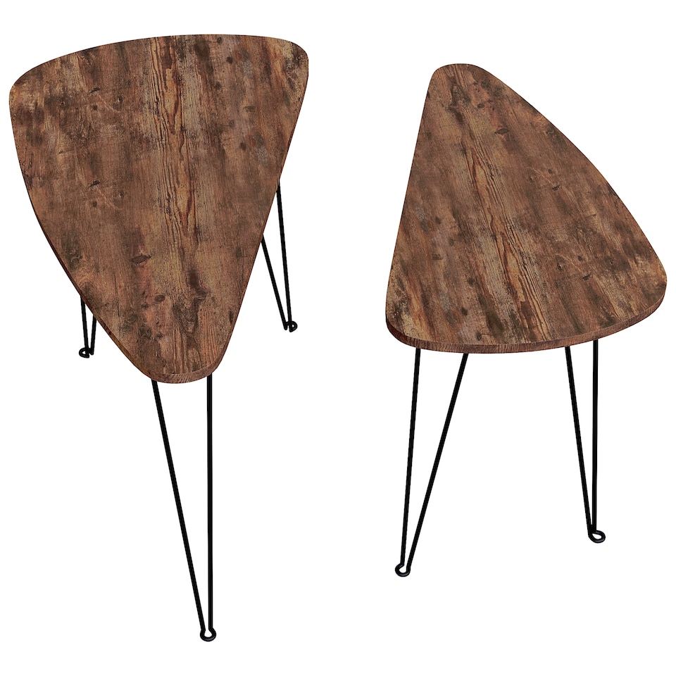 image 1 of Vida Designs Brooklyn Oval Nest of Tables 2 Piece Set Nesting Sofa Bedside Side Table, Dark Wood