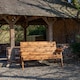 image 2 of Charles Taylor Hand Made Traditional 3 Seater Chunky Rustic Wooden Garden Bench Furniture | Red | Red