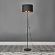 image 2 of ValueLights Floor Lamp Base In Black Metal Finish With Black Gold Drum Shade