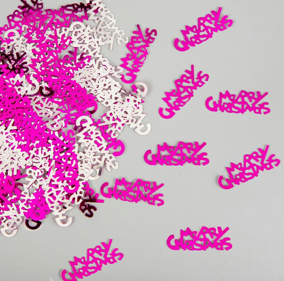 image 1 of Merry Christmas Confetti Pink 14g Table Scatter Birthday Party Decorations