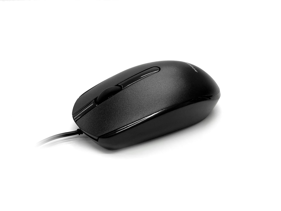 image 1 of Accuratus M100 BLACK USB Type C Mouse - USB Type C Wired Full Size Slim Mouse with Gloss Black and Matt Black Tactile Case - Black
